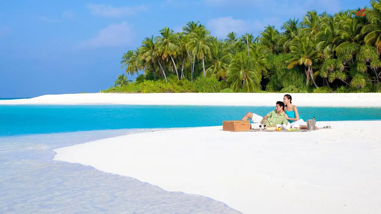 Sunny beach day in Maldives