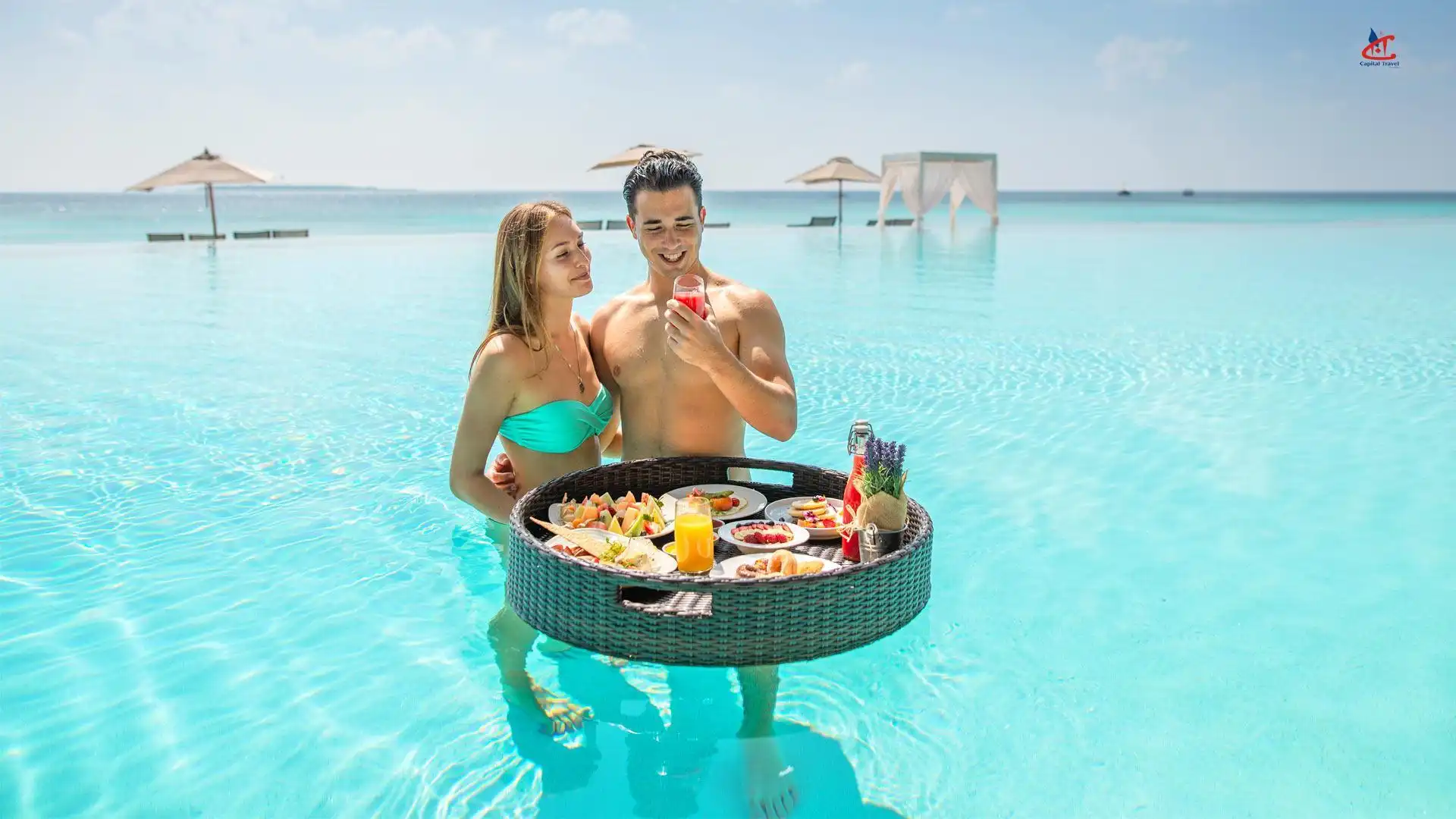 Floating breakfast in private pool