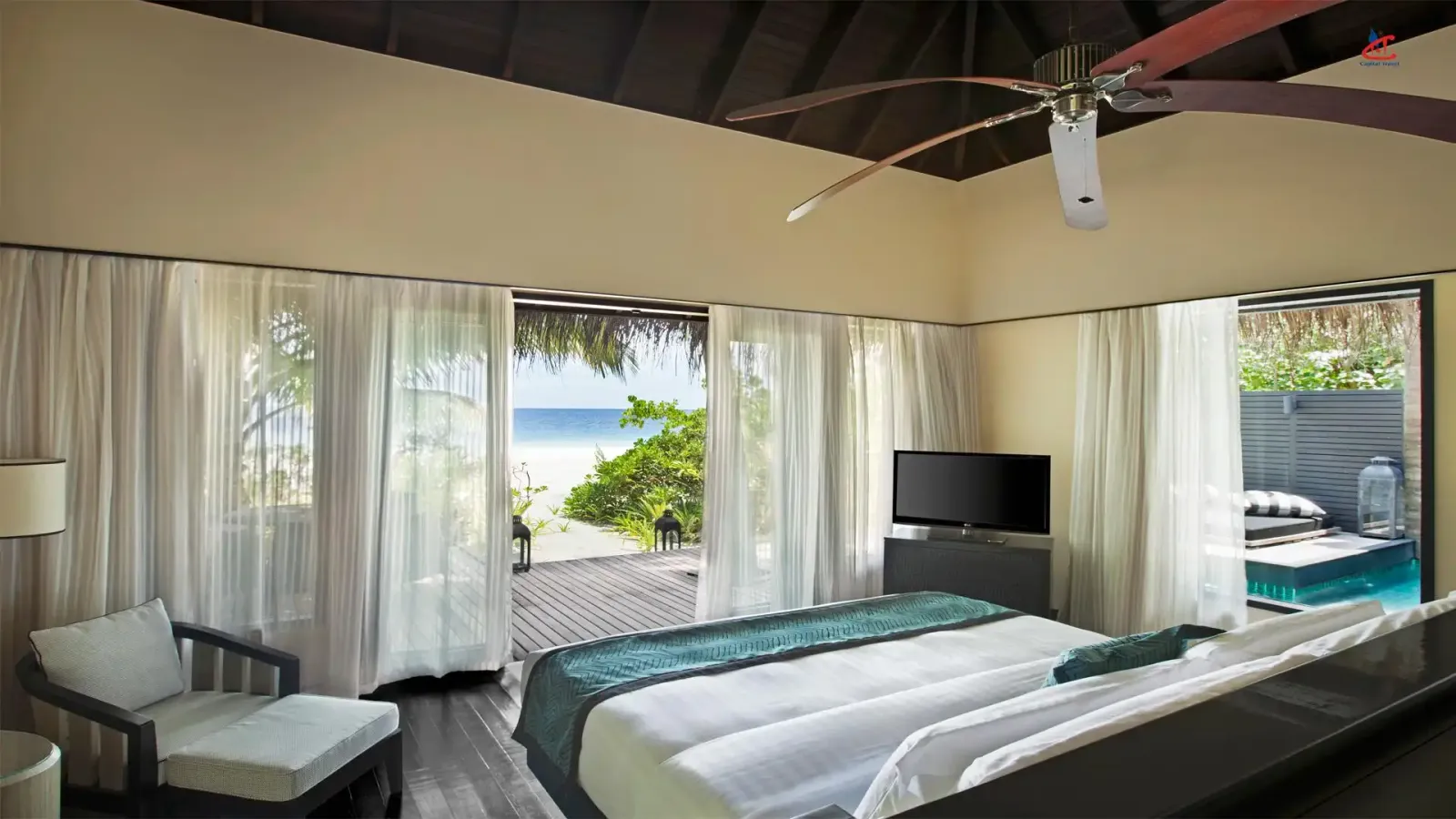 Outrigger Konotta Maldives Resort Beach Pool Villa1