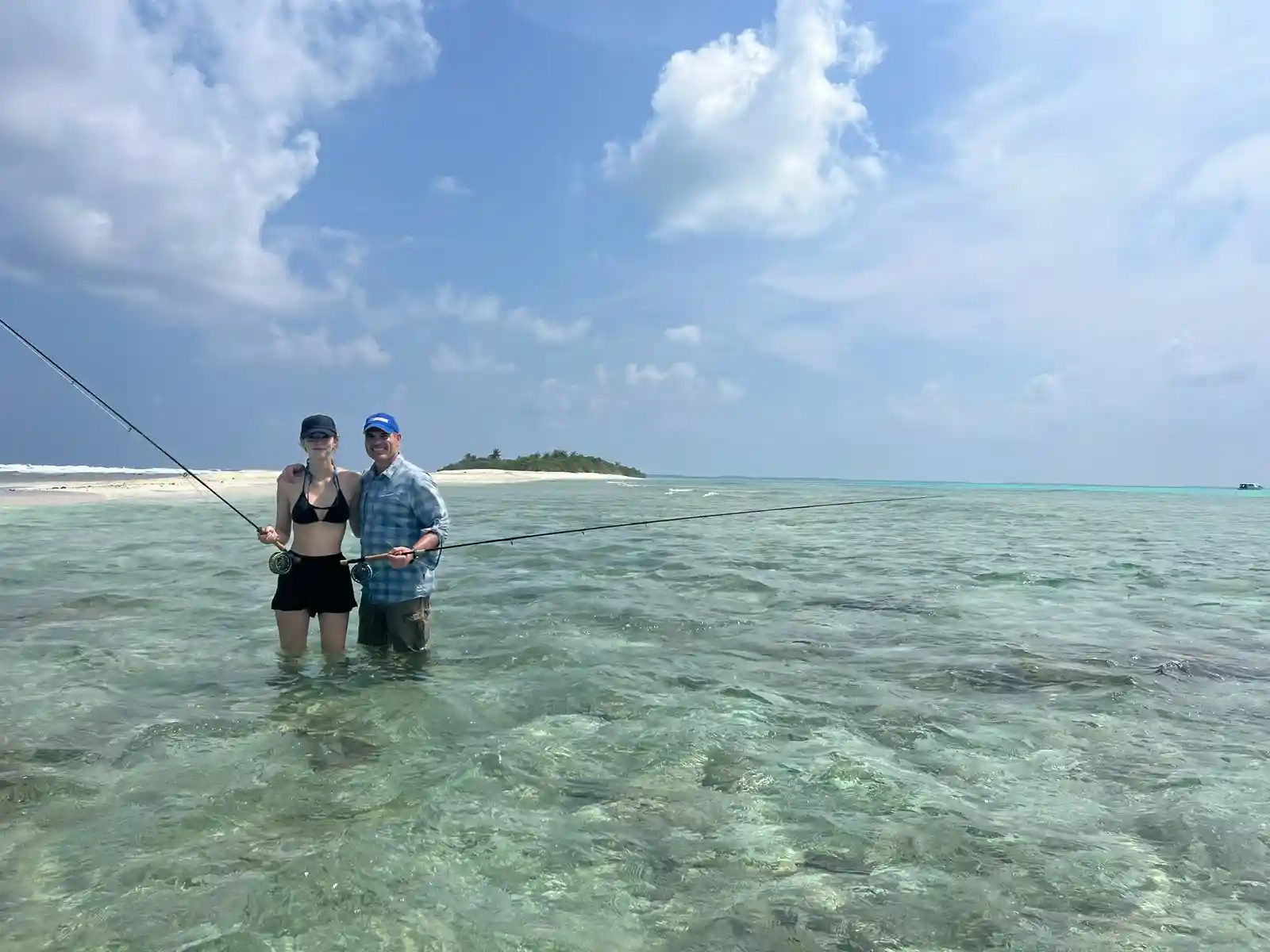 Fly fishing on the flats in the Maldives