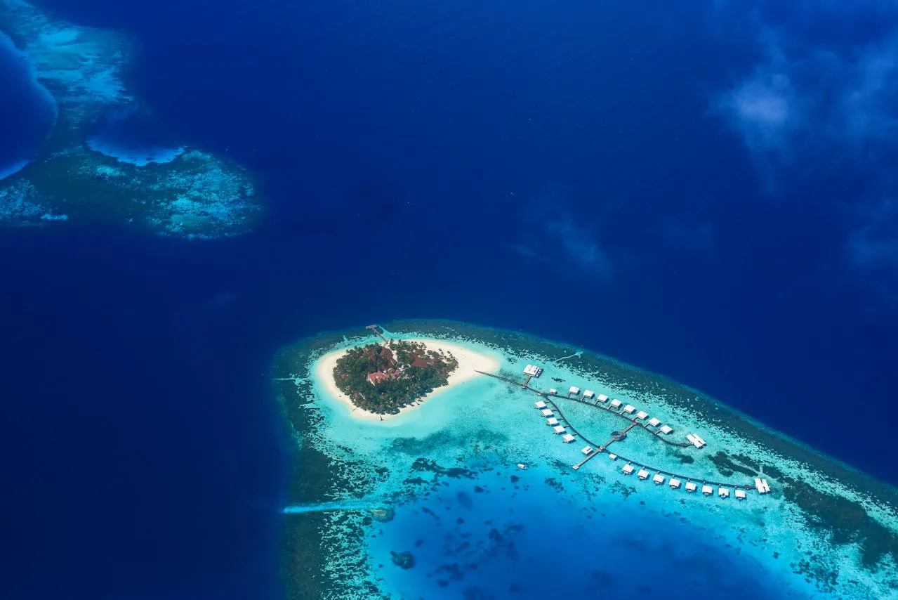Maldives atoll aerial view