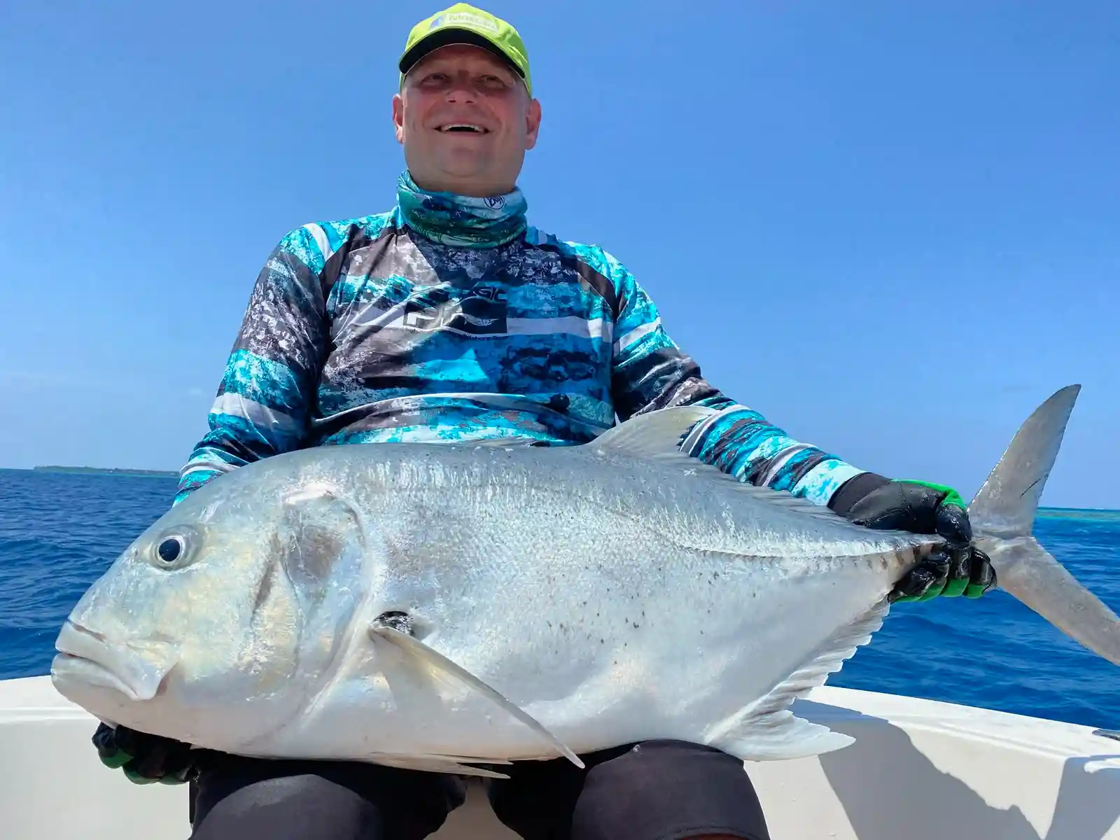 Giant trevally caught on a Maldives fishing charter